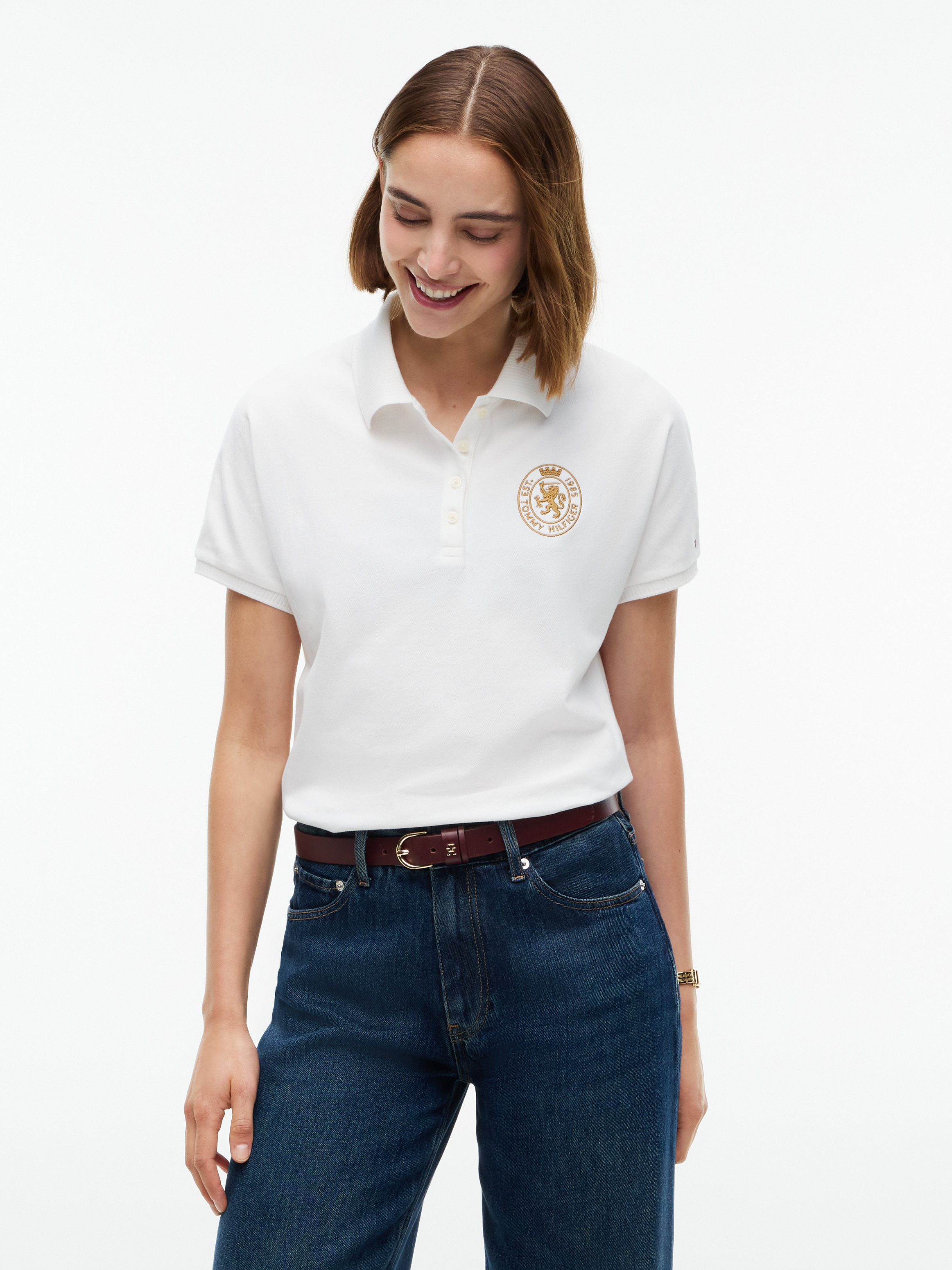 Relaxed Fit Crest Pique Polo Shirt