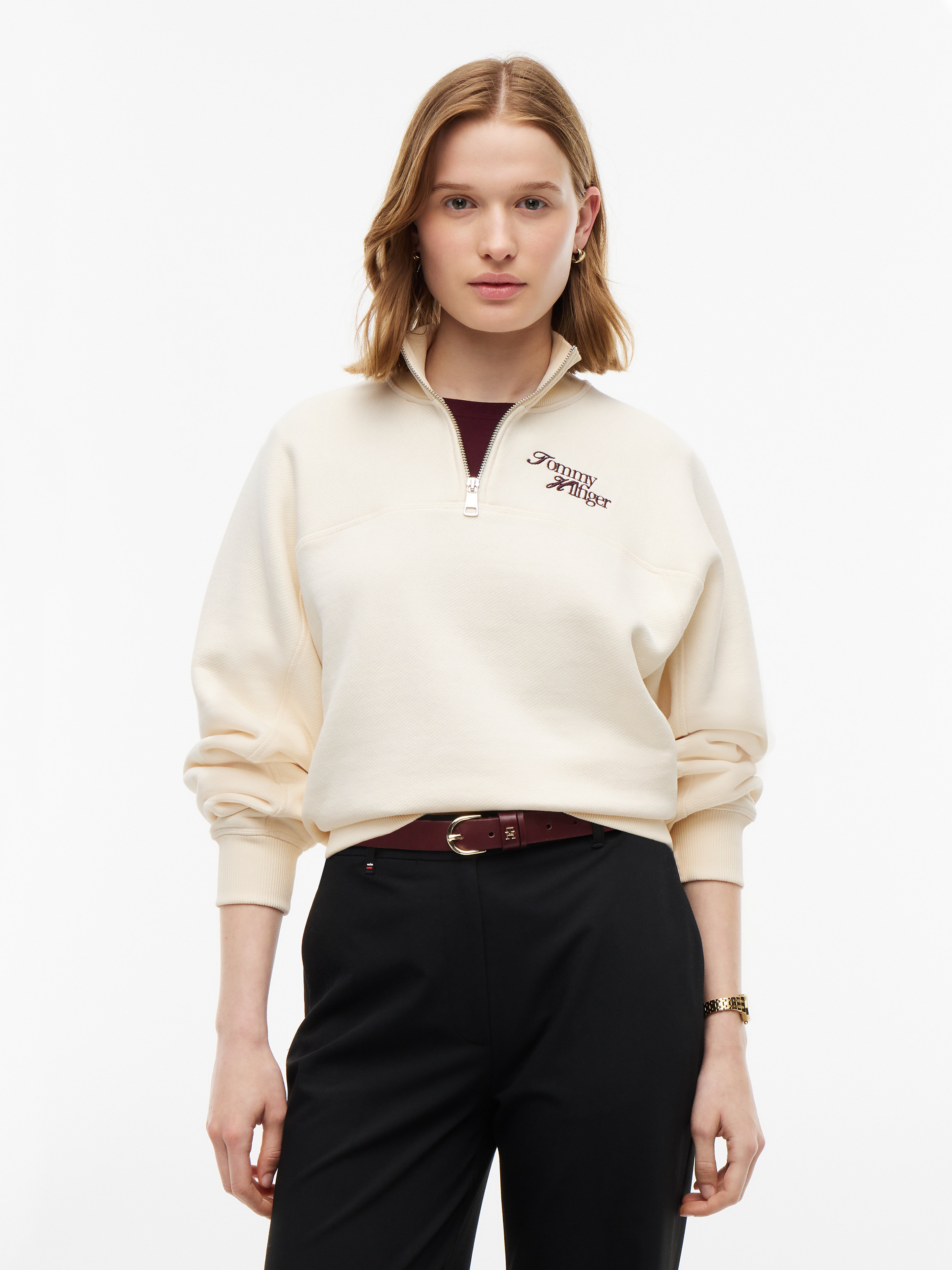 Logo Relaxed Terry Quarter-Zip Sweatshirt
