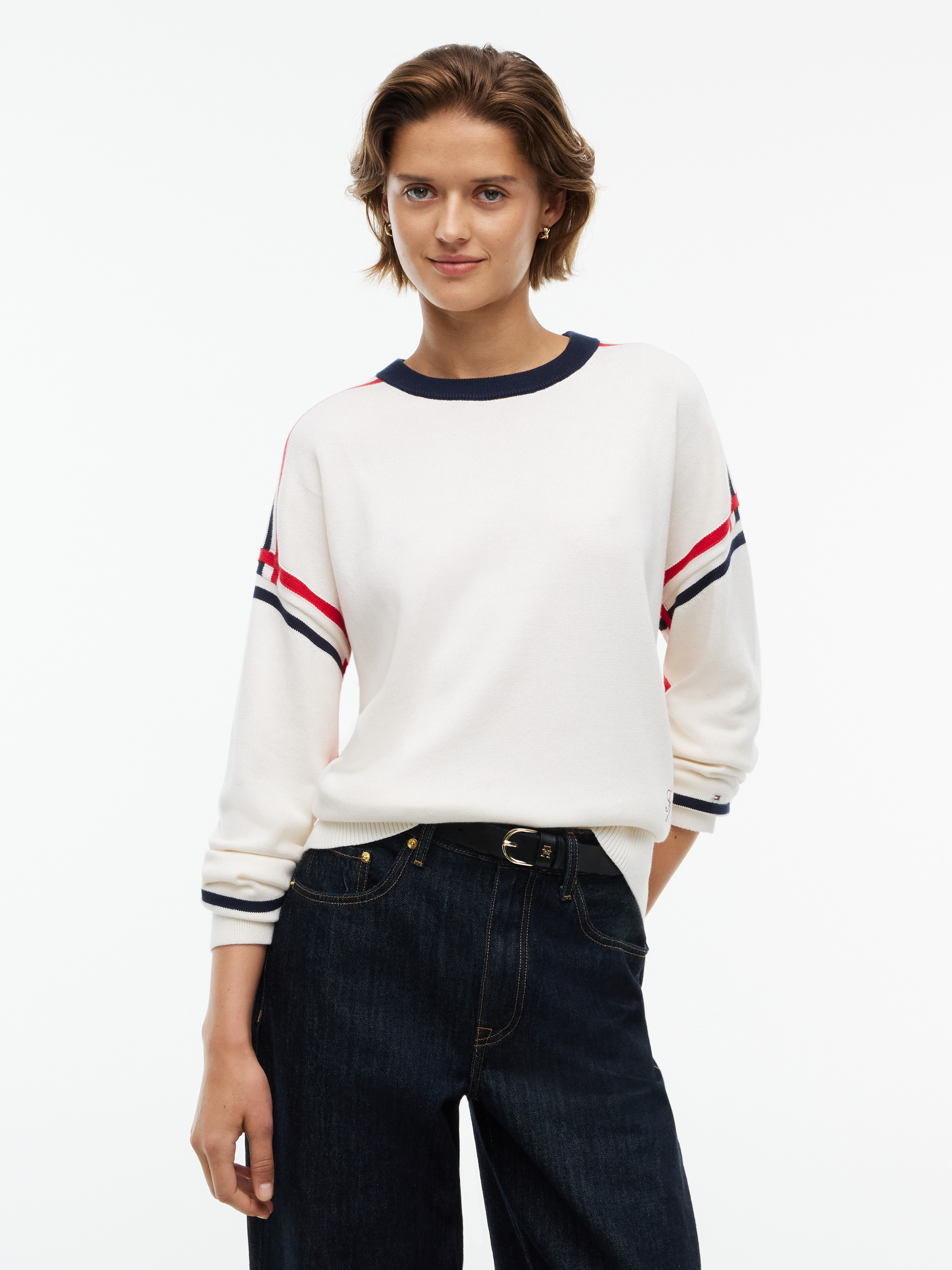 Global Stripe Relaxed Crew Neck Jumper