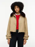 Faux Fur Collar Oversized Bomber Jacket