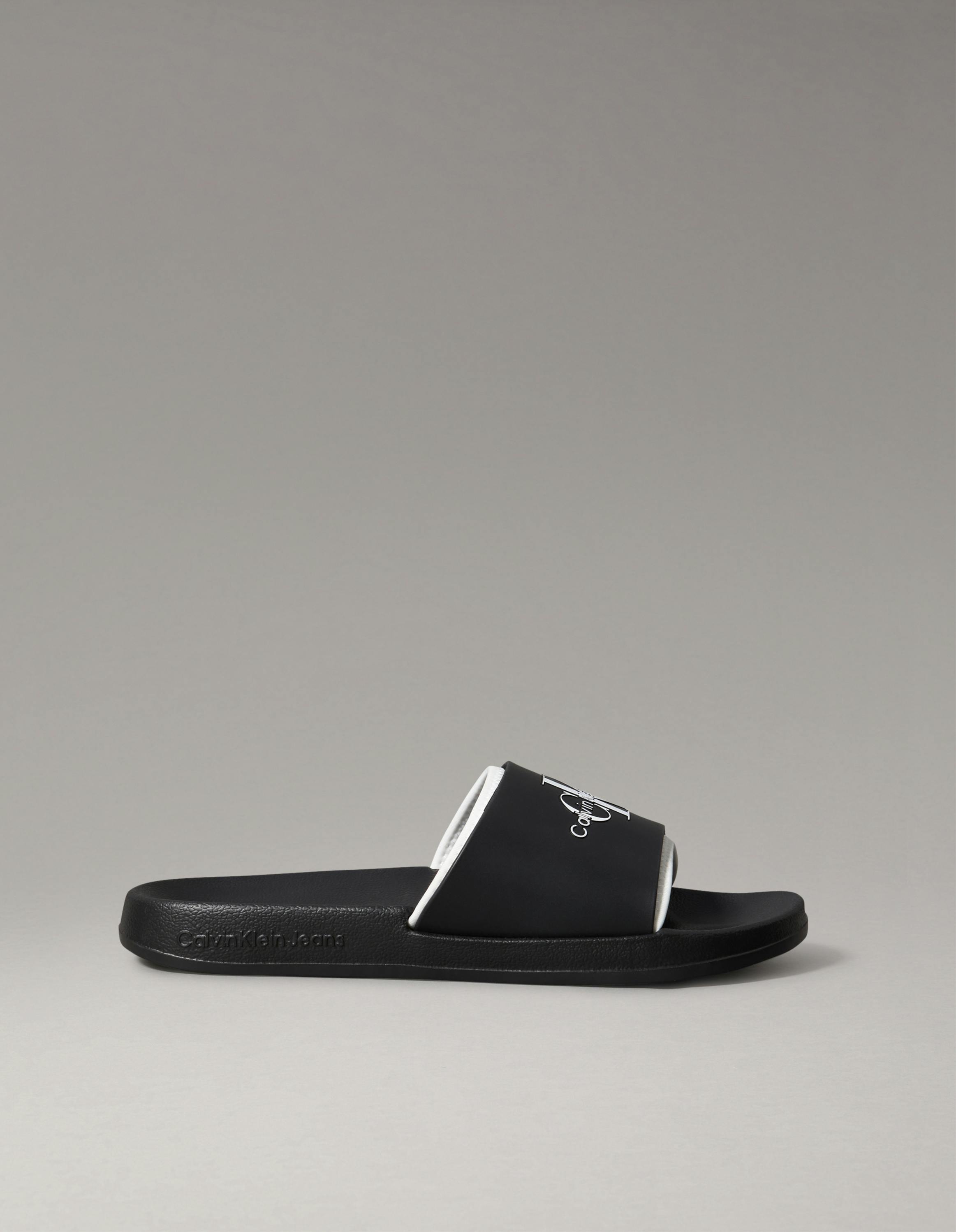 Calvin Klein Black & White Logo Slide Sandals Calvin Klein Pool Logo Sliders | SportsDirect.com USA main image 3