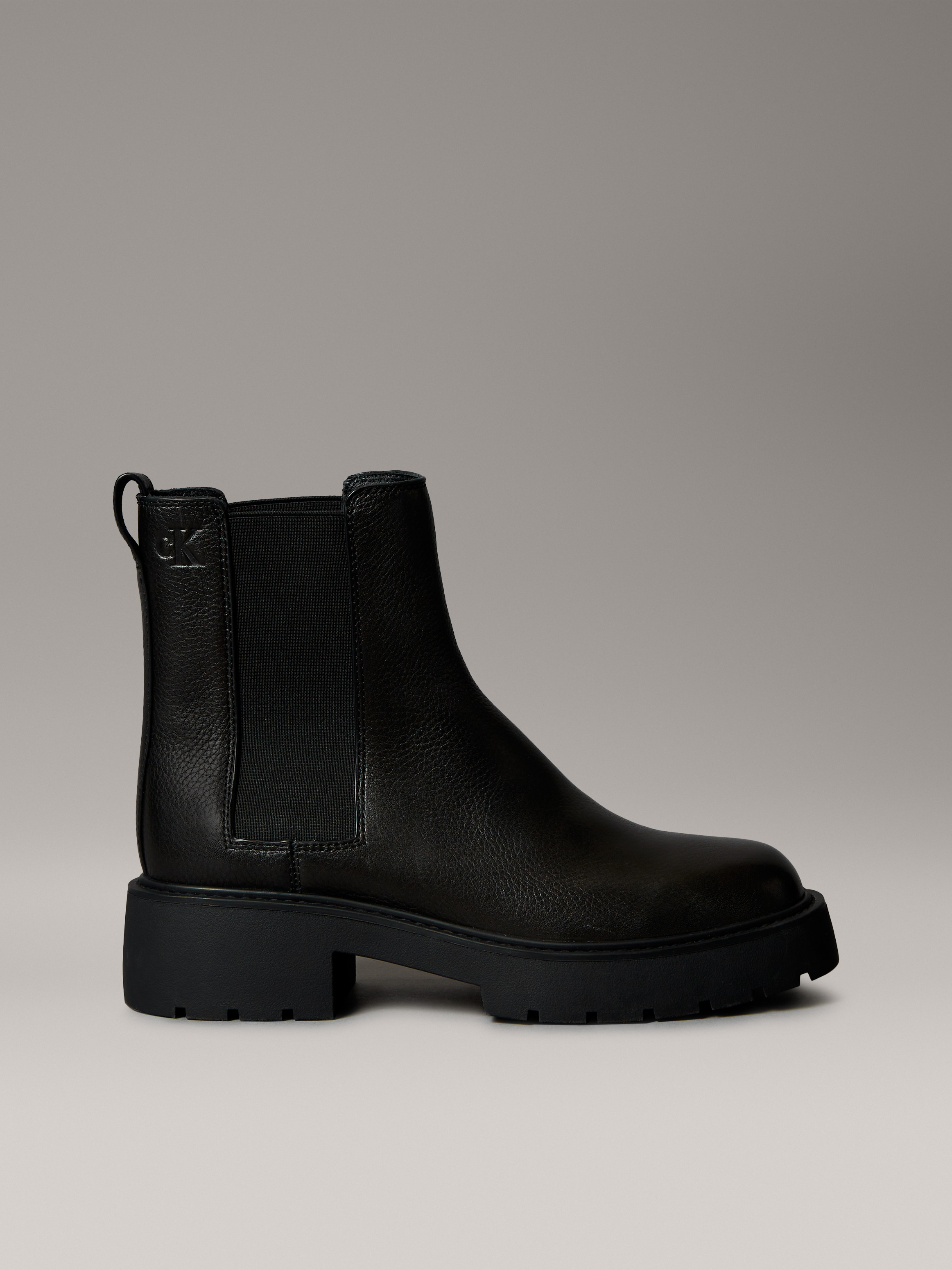 Leather Chunky Square Toe Chelsea Boots