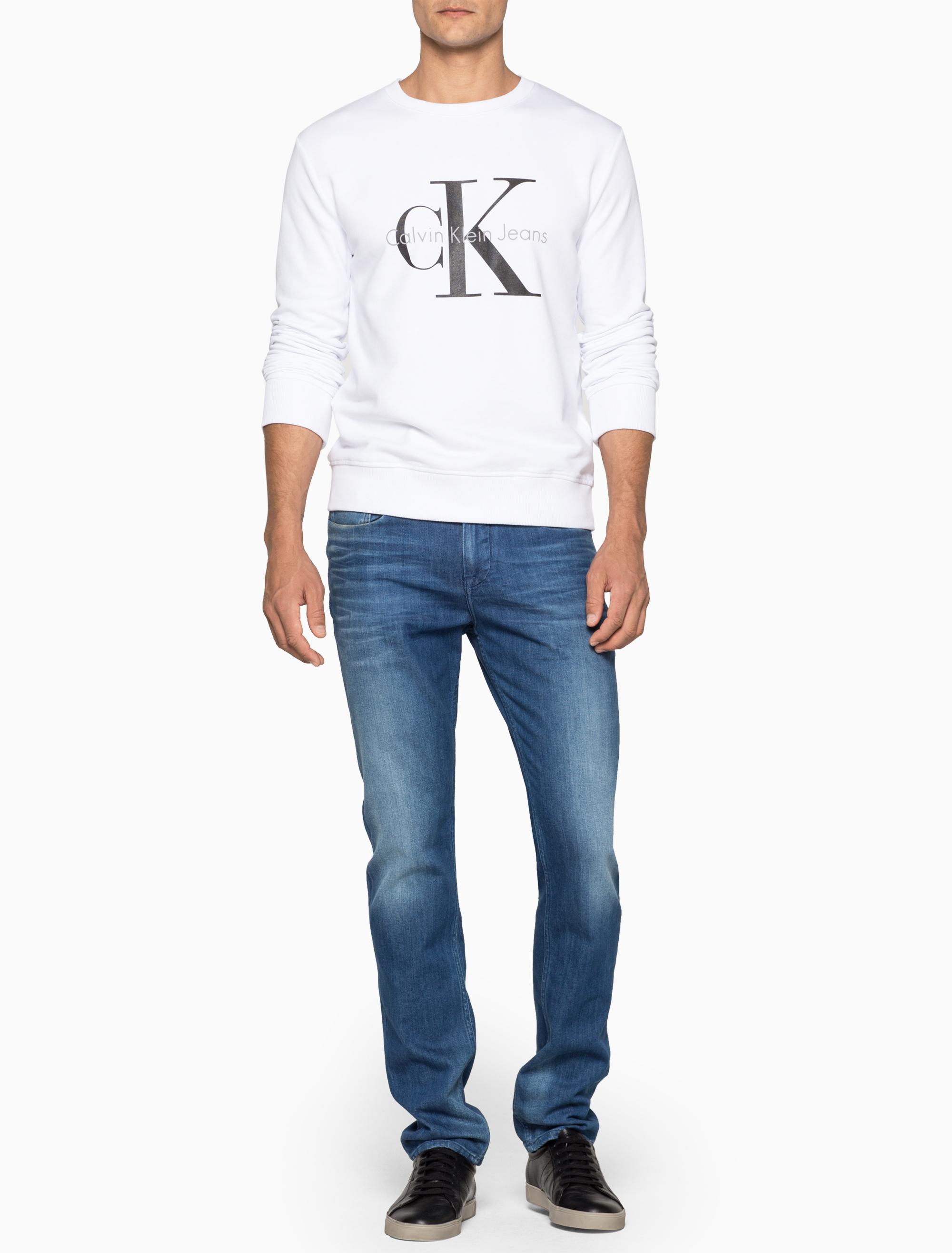 ★★ ★★ Men's Regular Fit CK Badge Logo Sweatsh Calvin Klein Men's Relaxed Fit Monogram Logo Fleece