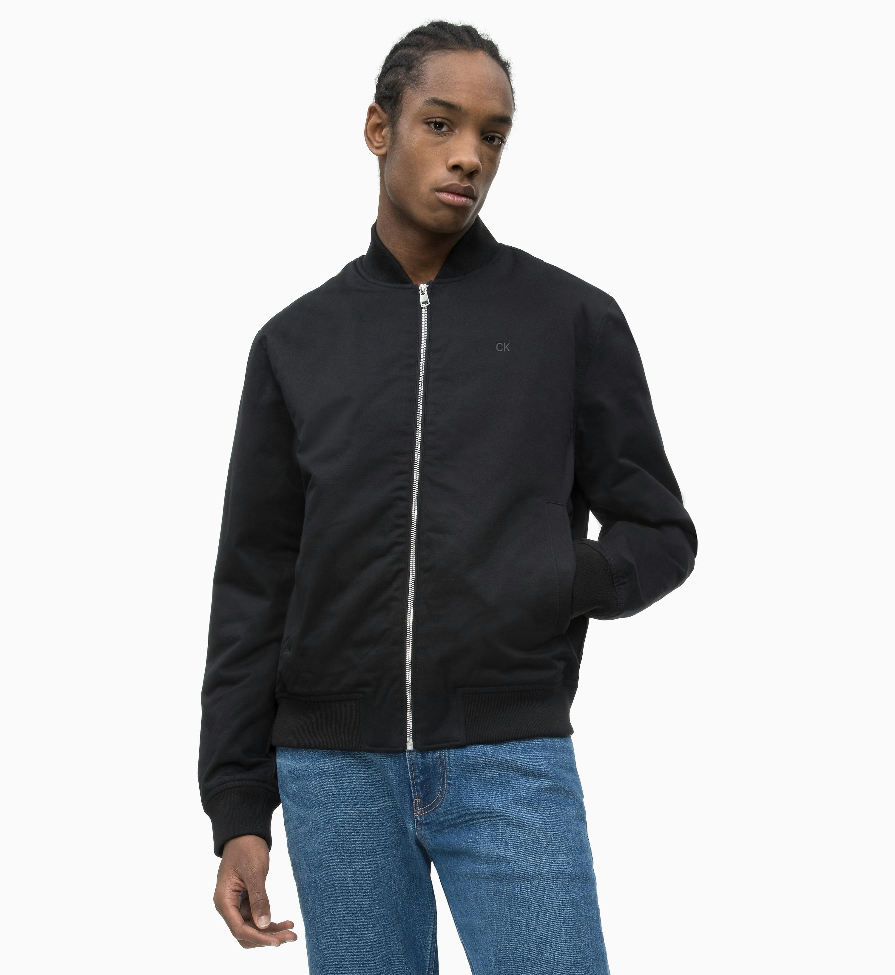 Calvin klein men's black bomber jacket Clearance