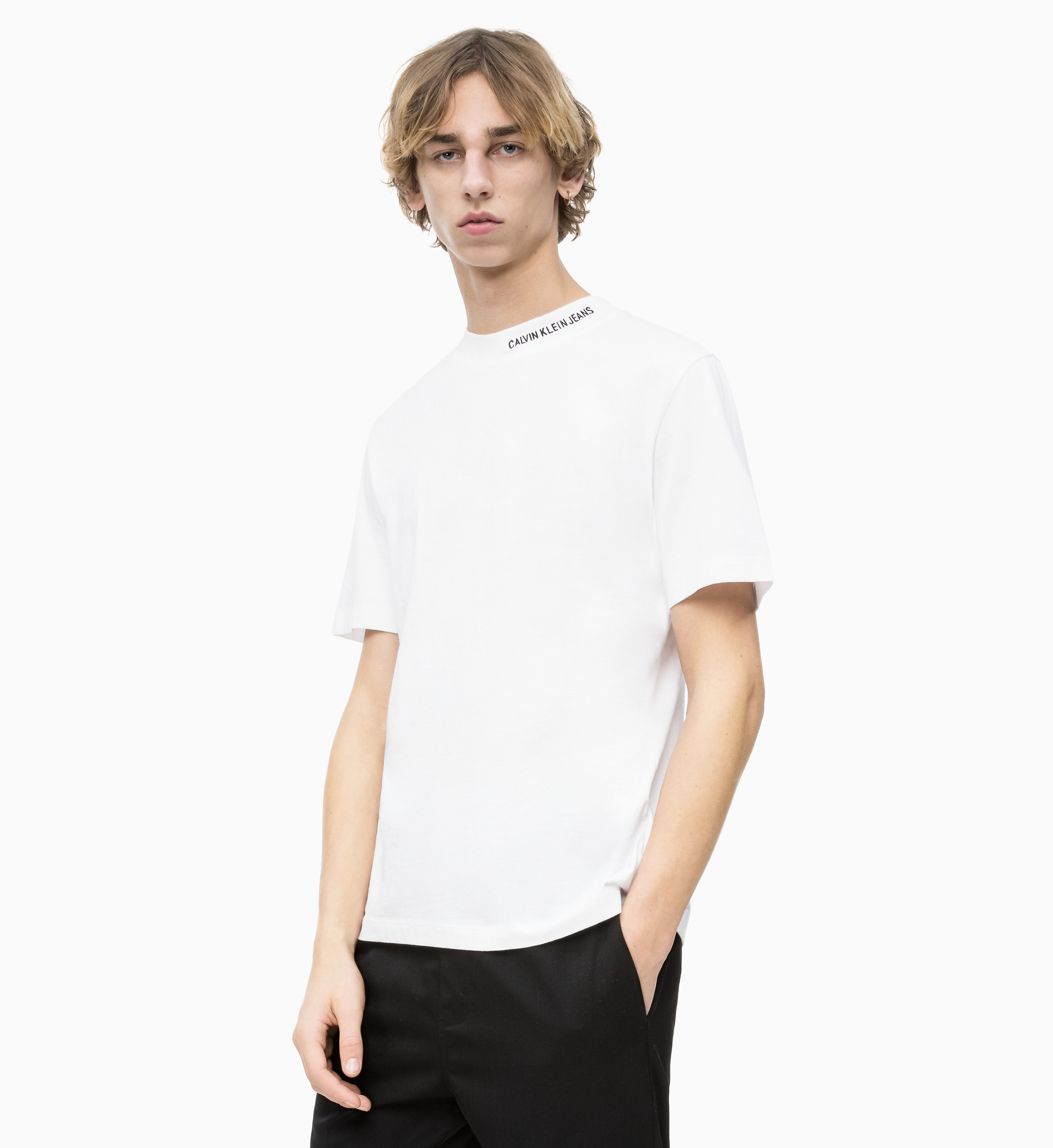 Neck Logo Embroidered T-shirt | T 