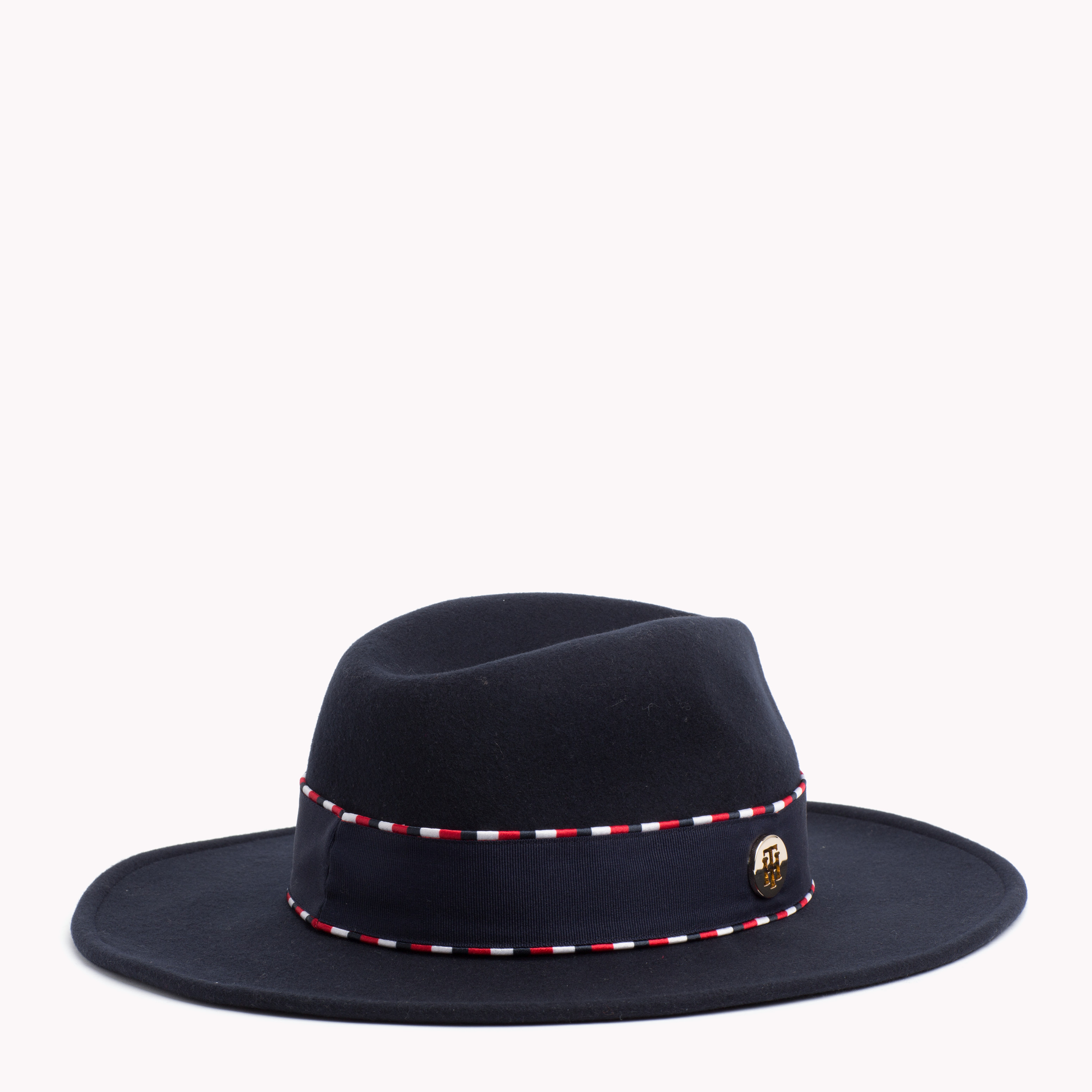 Black Pure Wool Fedora Hat Hats Scarves Tommy Hilfiger