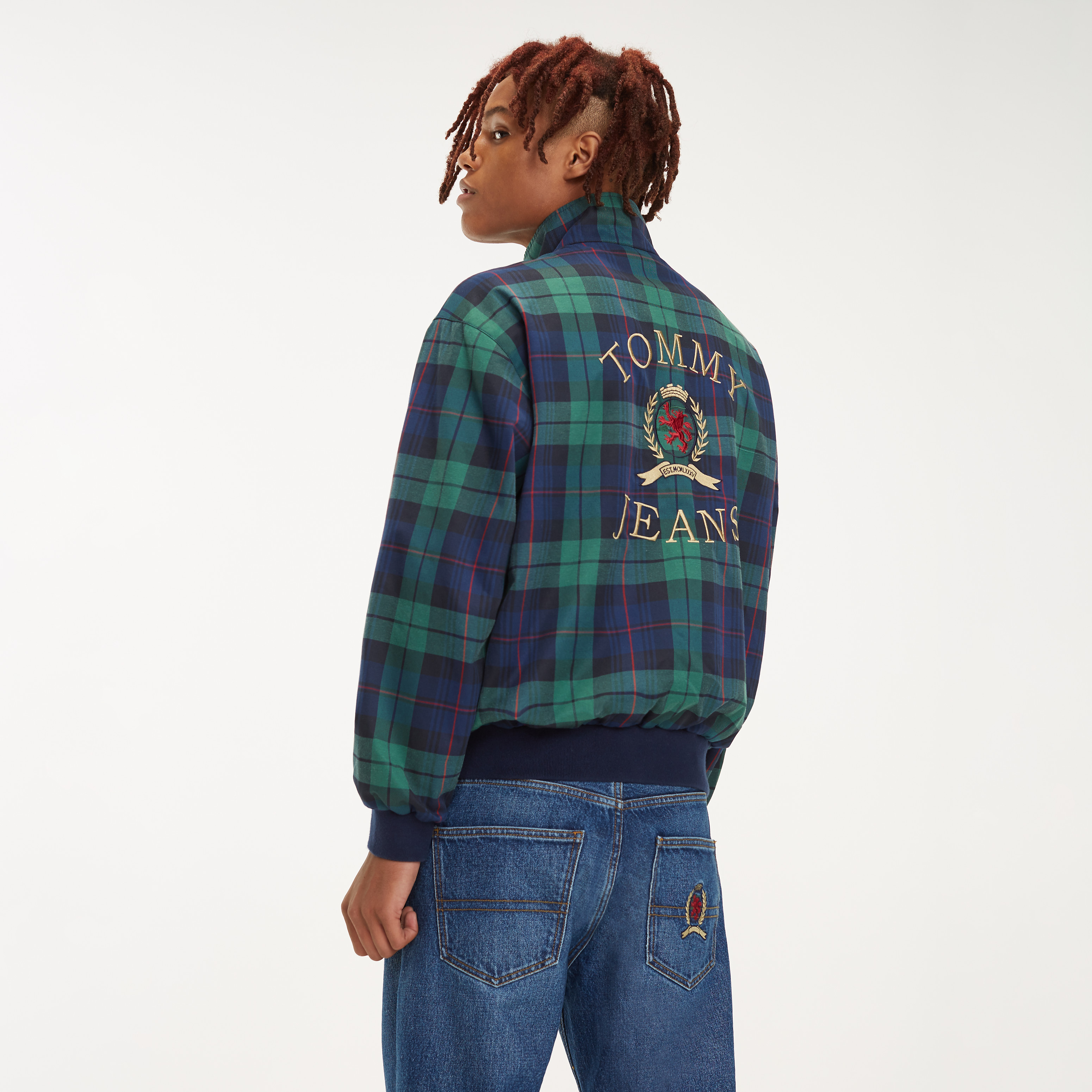 Blue Plaid Crest Harrington Jacket Coats Jackets Tommy Hilfiger