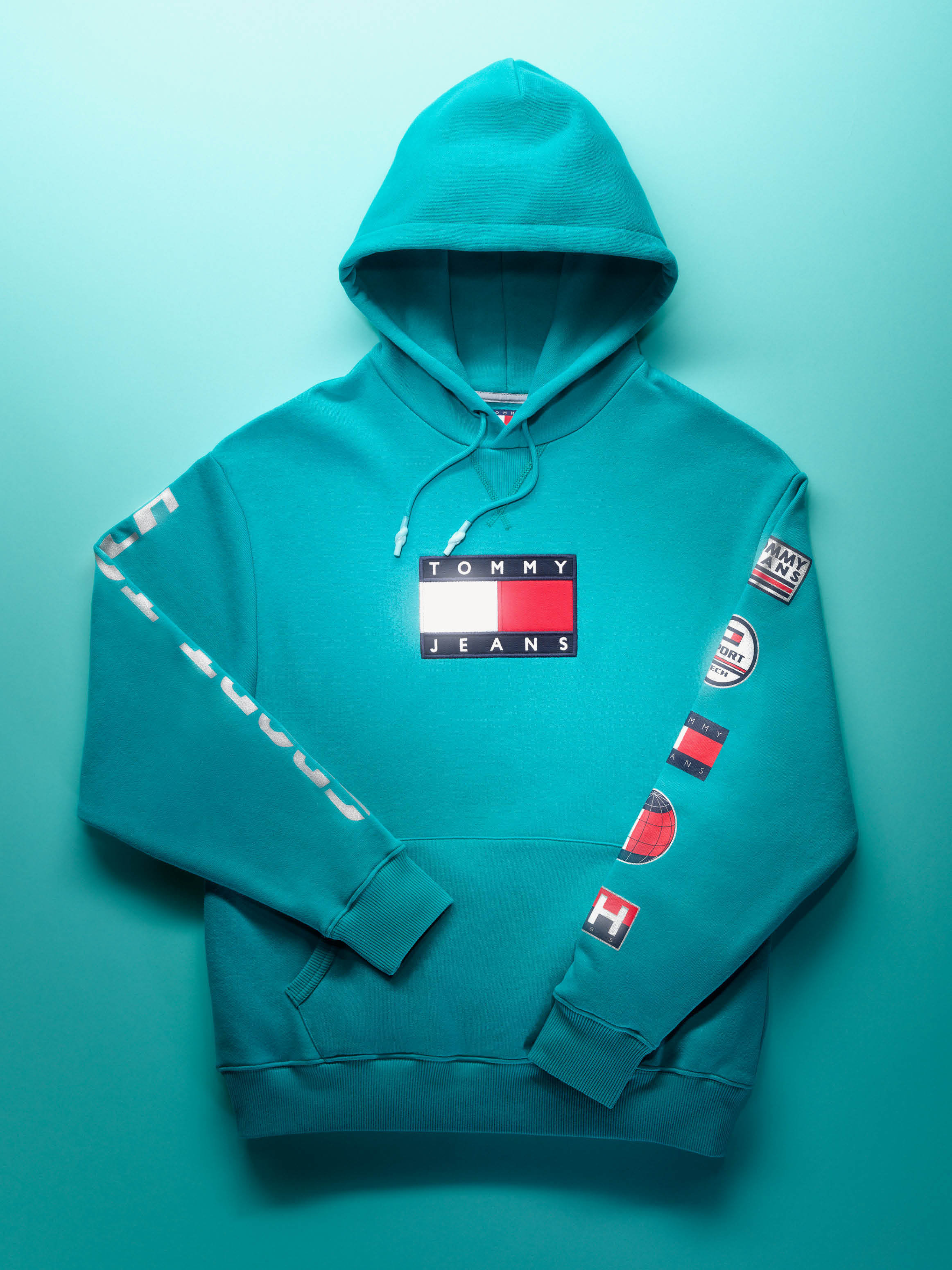 Teal tommy hot sale hilfiger hoodie