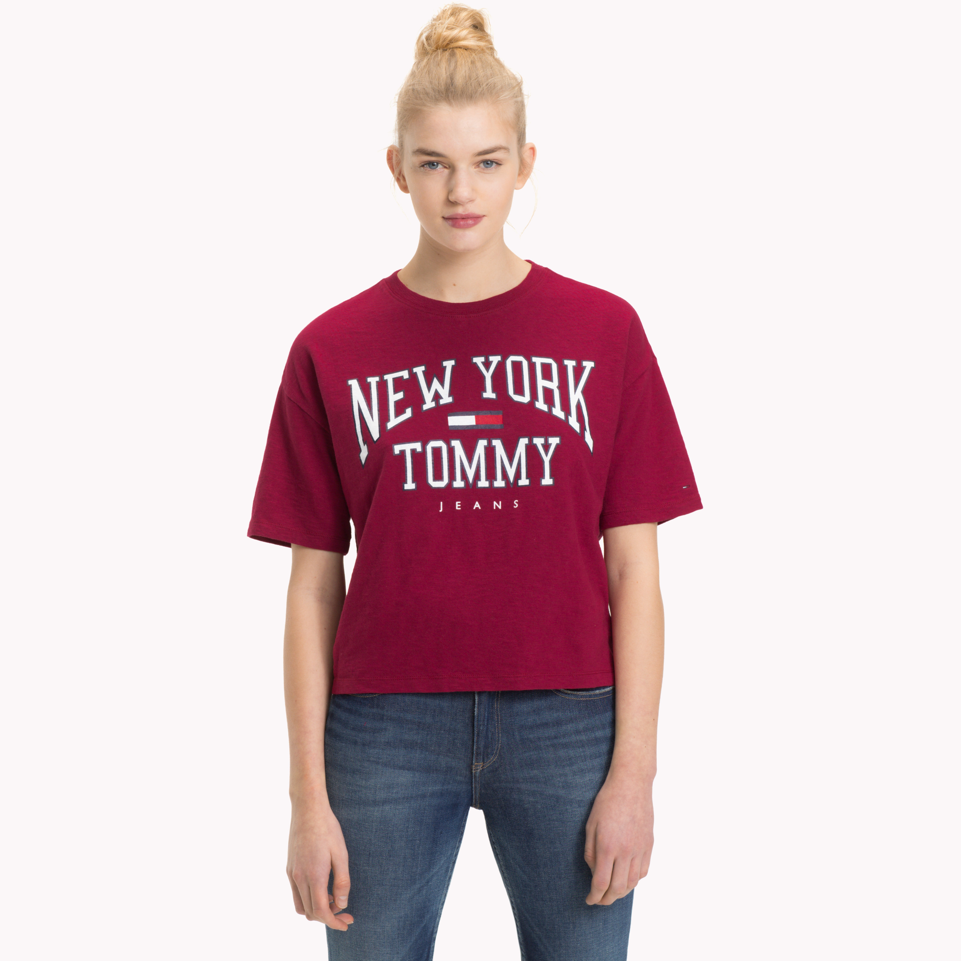 Tシャツ・カットソー [MATINKIM]logo thread point crop top in red LOGO THREAD POINT CROP TOP IN RED - MATINKIM