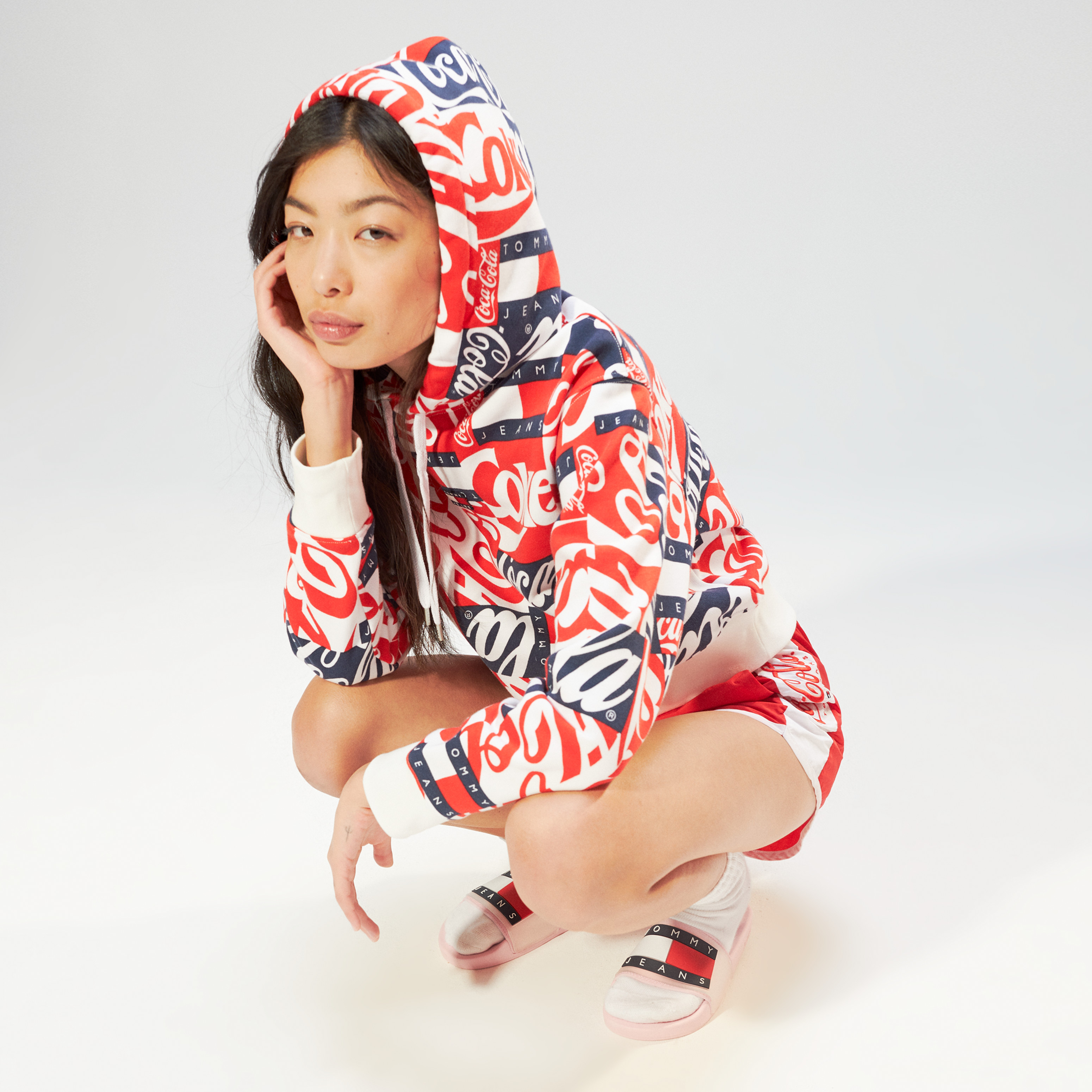 Coca cola cropped hoodie sale