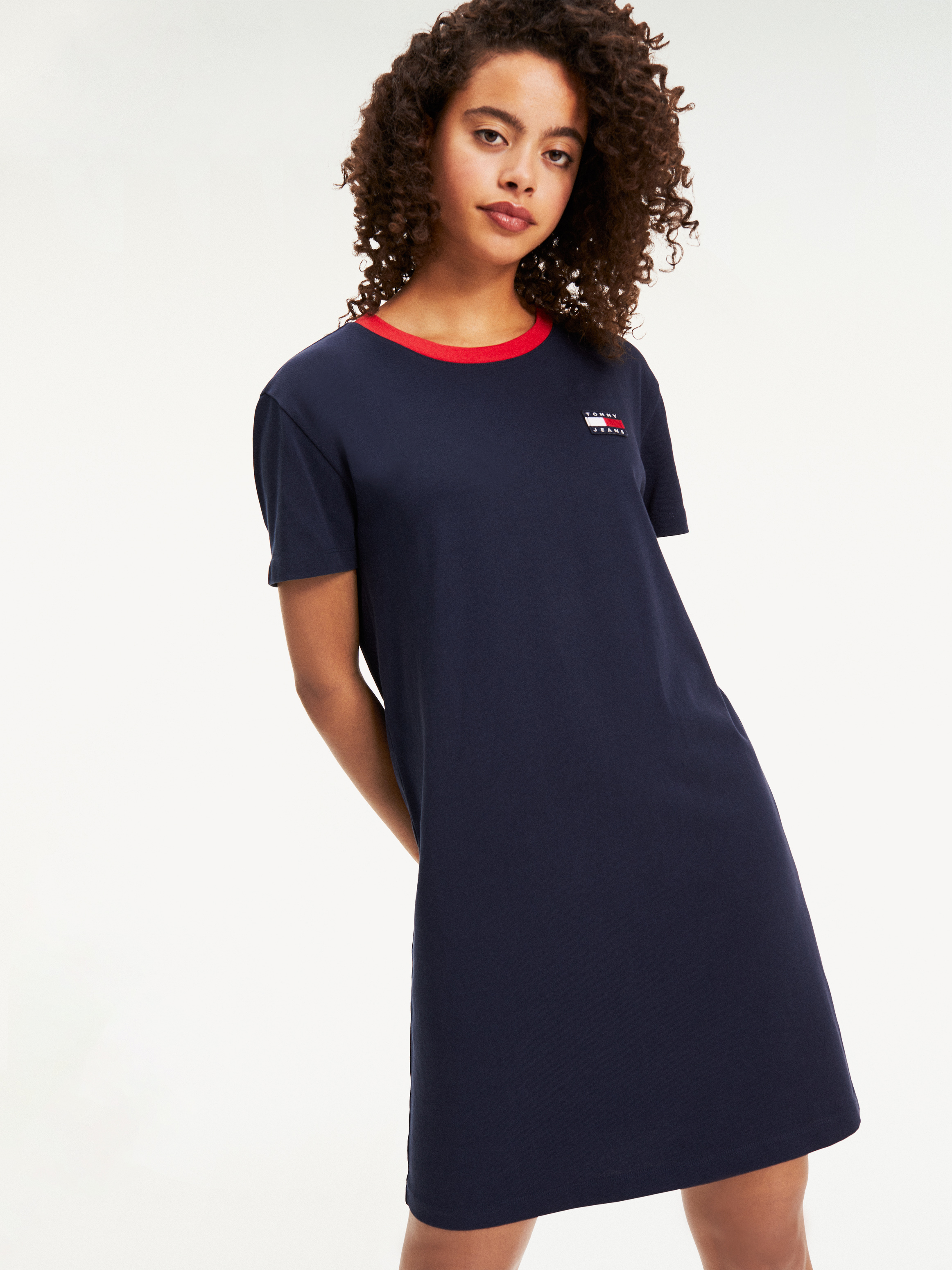 Tommy hilfiger black dress with white collar online