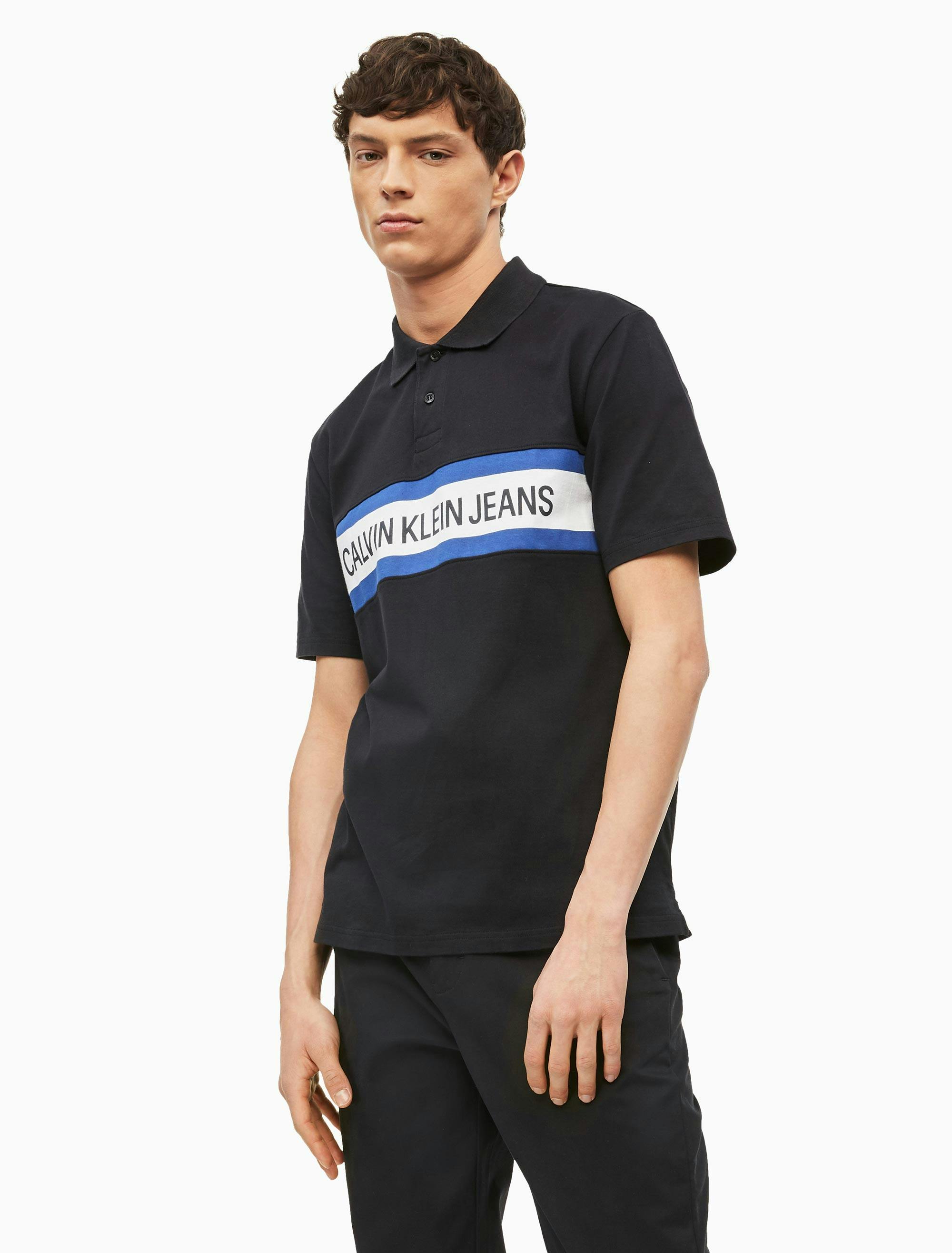 Calvin klein striped polo Clearance