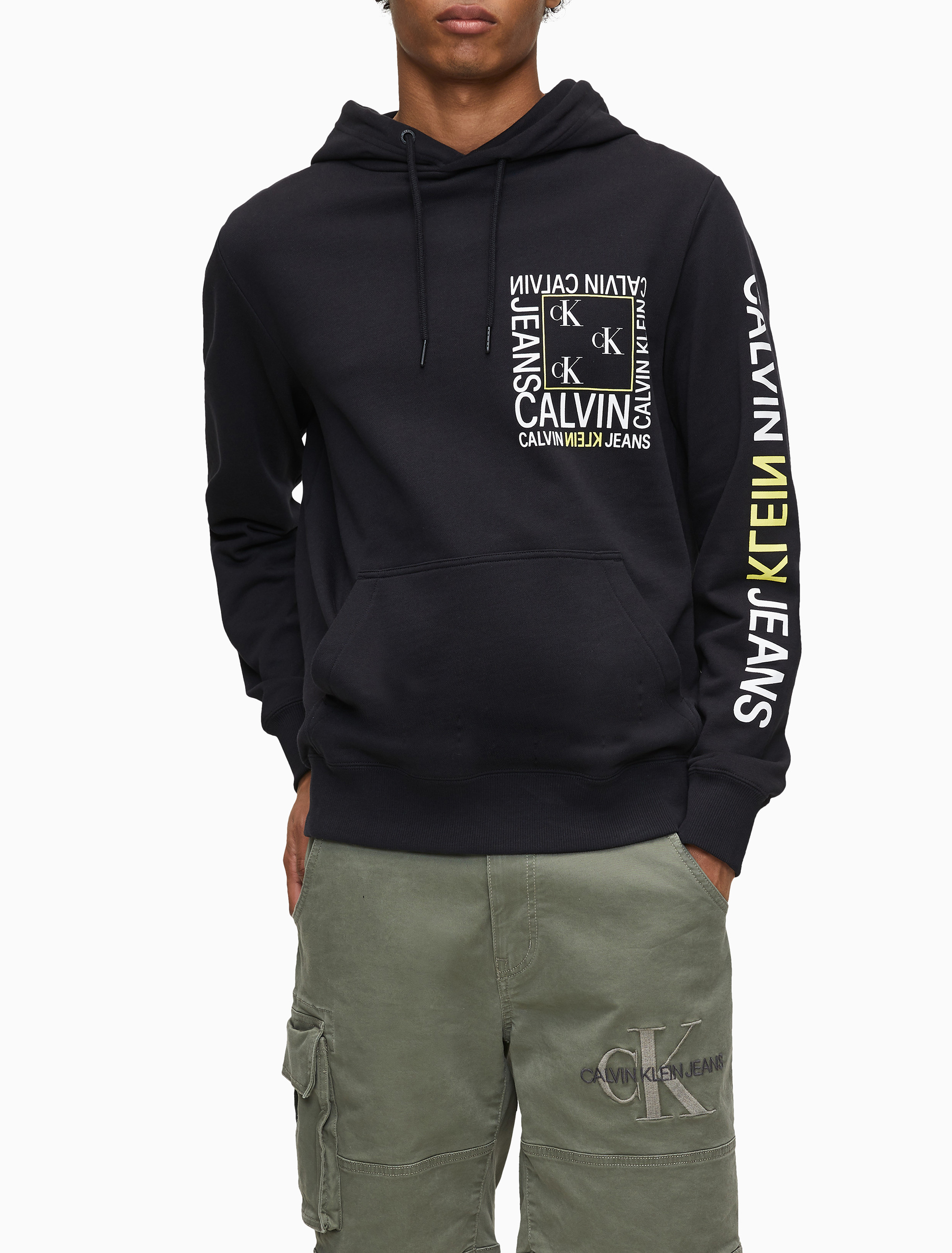 Calvin klein hotsell multi logo hoodie