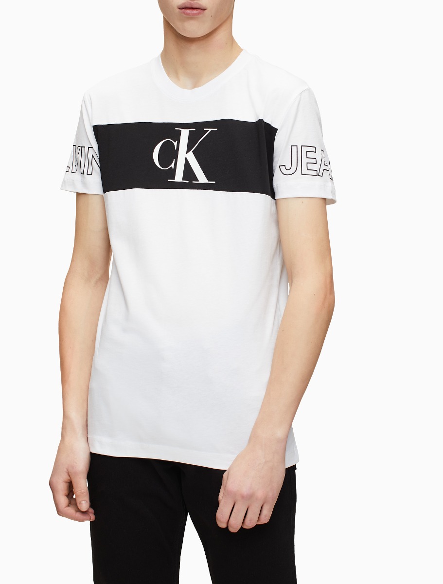 calvin klein block logo t shirt