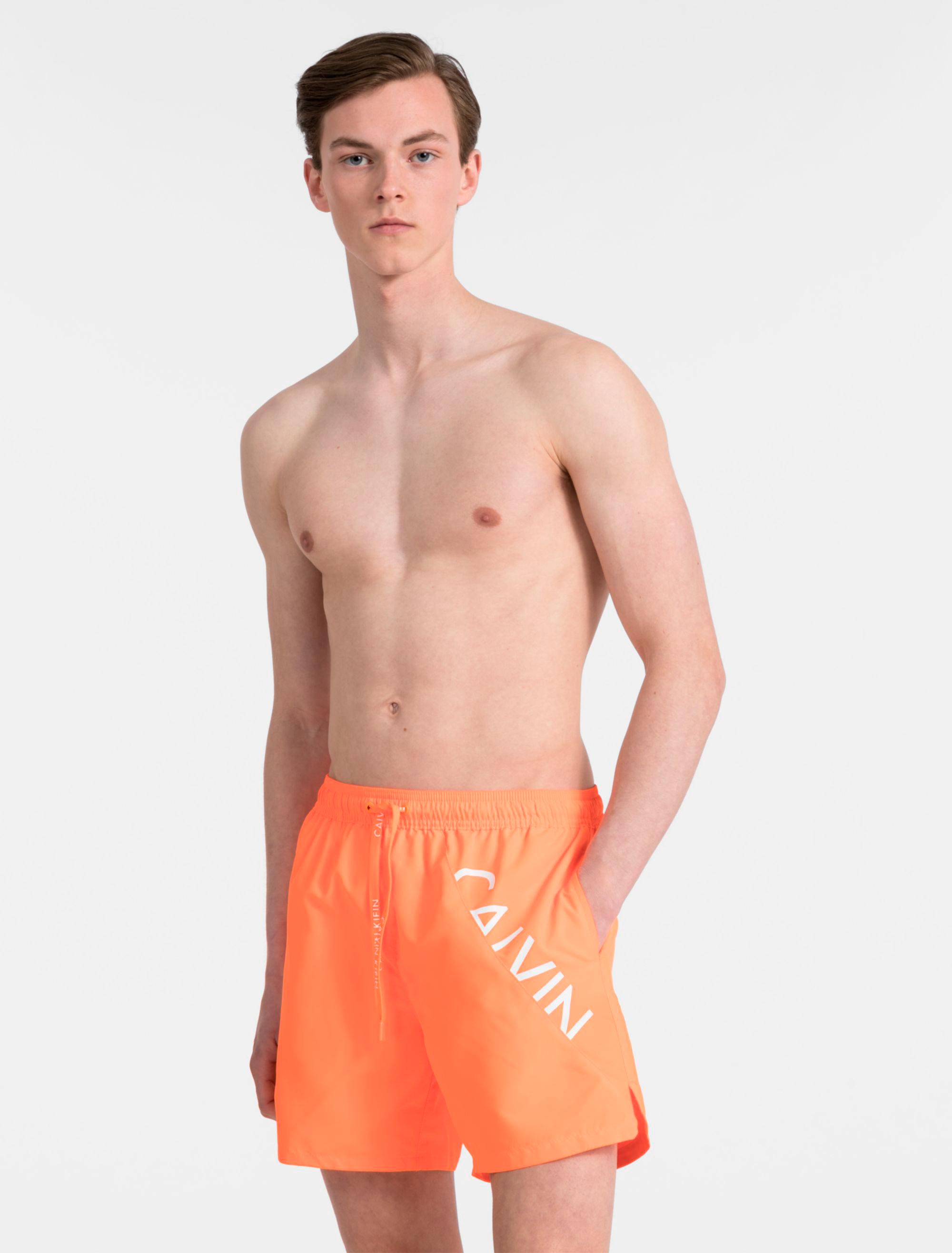 Orange Core Diagonal Logo Swim Shorts Swim Calvin Klein