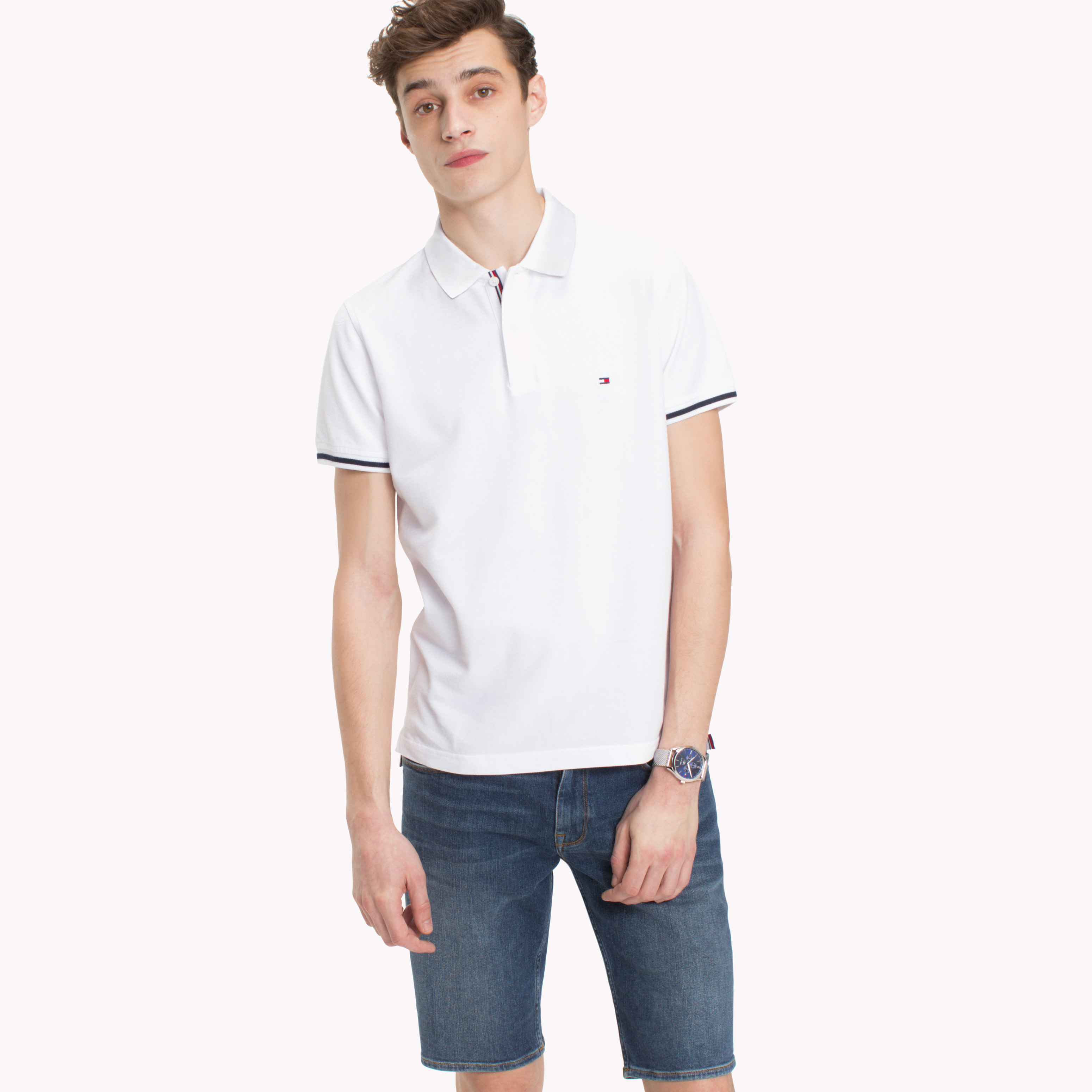 White Tipped Slim Fit Polo Shirt | Polo Shirts | Tommy Hilfiger