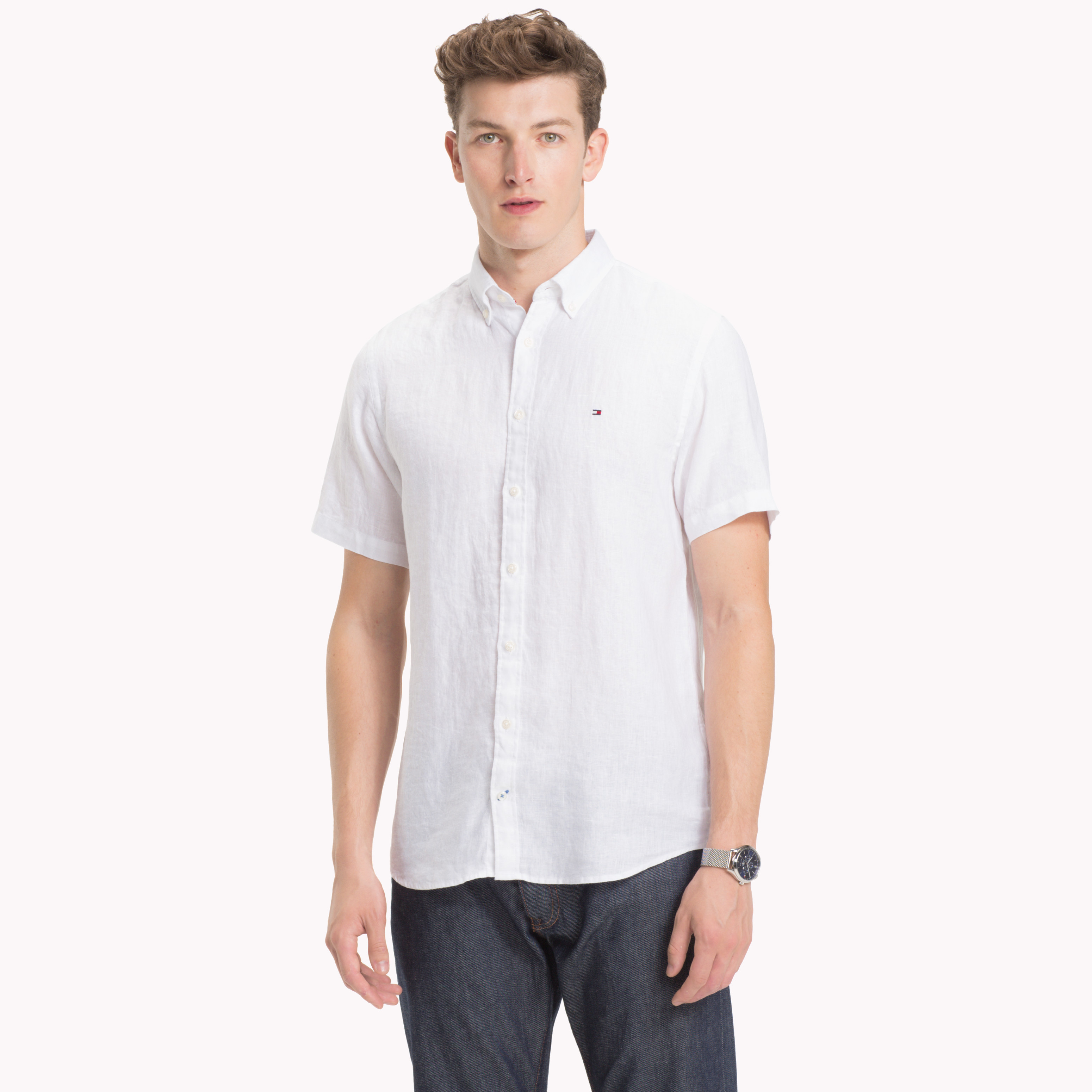 tommy hilfiger white button down shirt