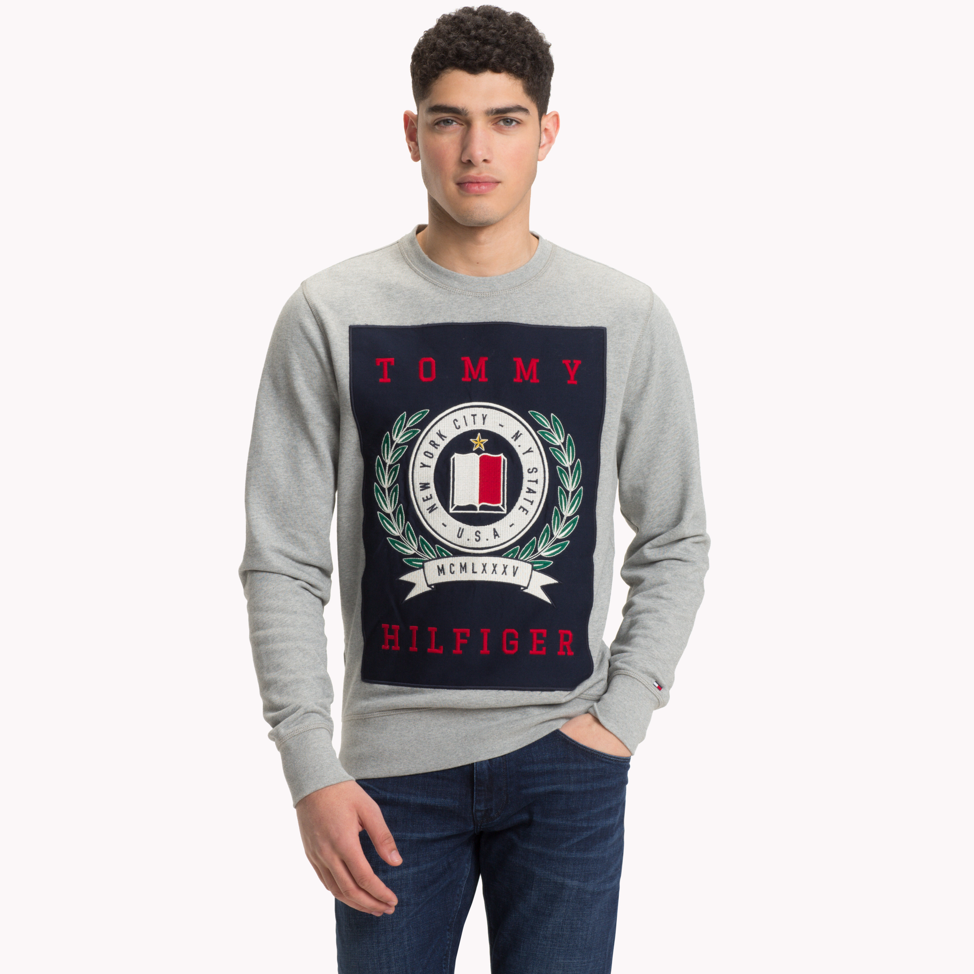 Tommy jeans crew crest on sale sweater