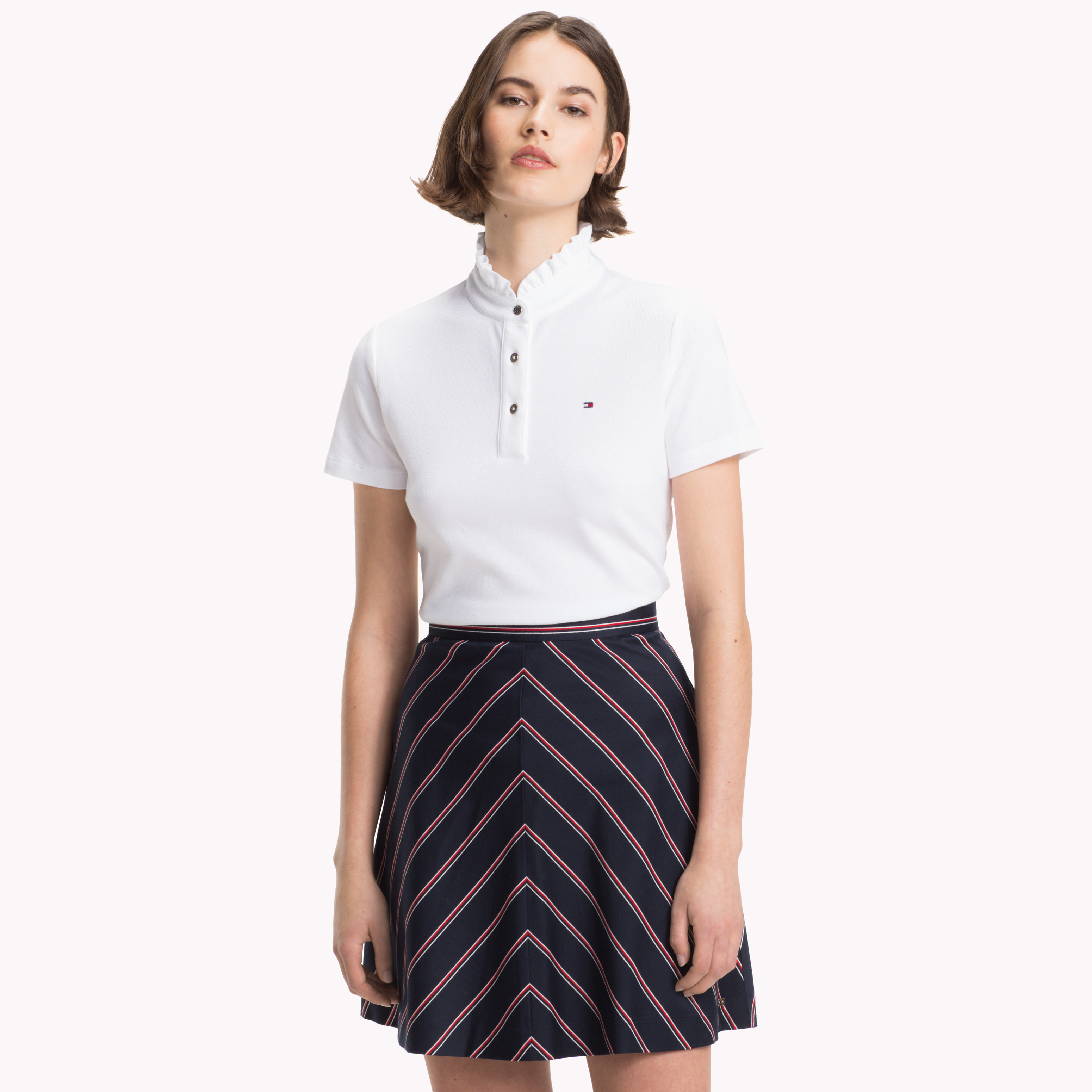 White Frill Neck Polo Shirt Polo Shirts Tommy Hilfiger