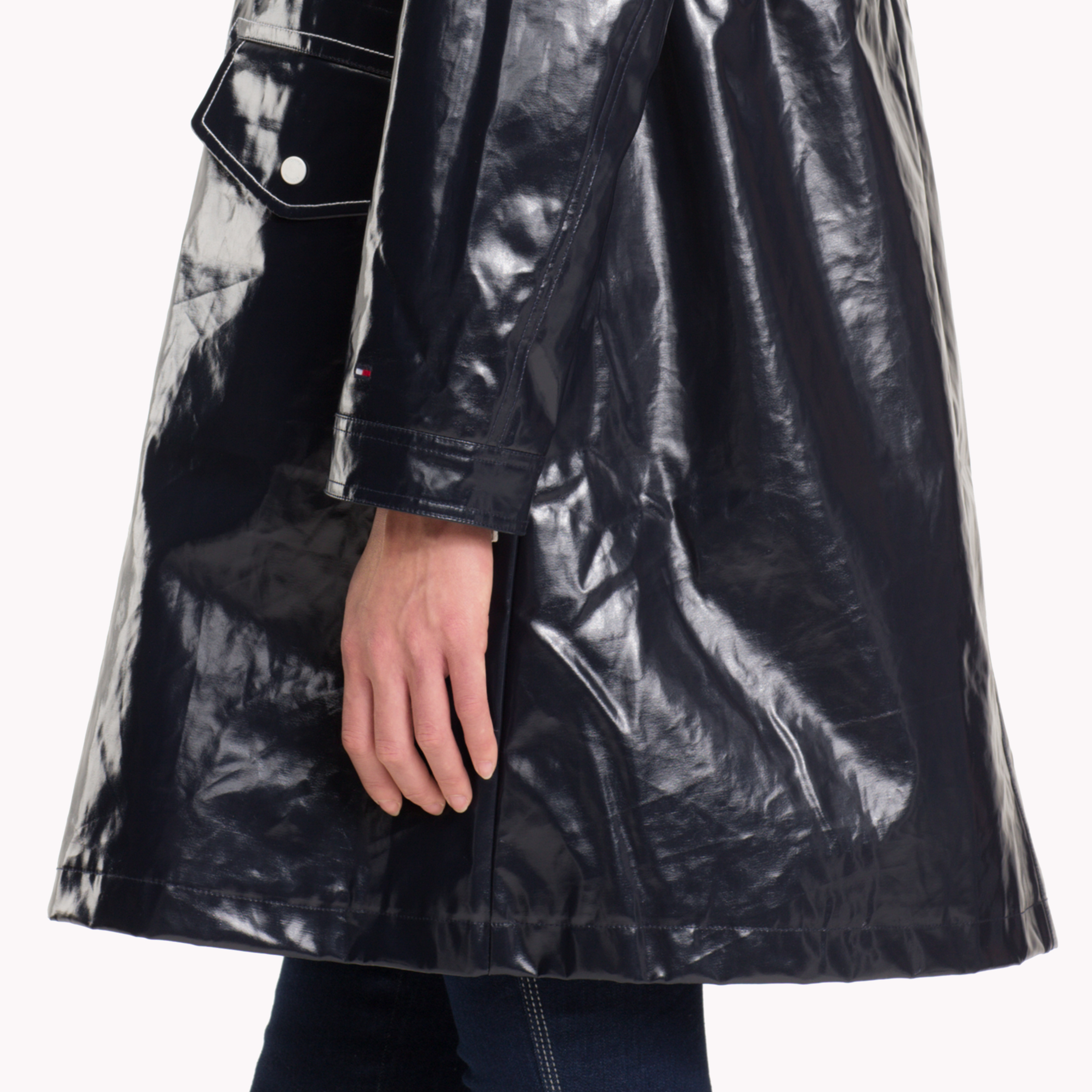 Blue Relaxed Fit Long Rubber Raincoat Coats Jackets Tommy Hilfiger