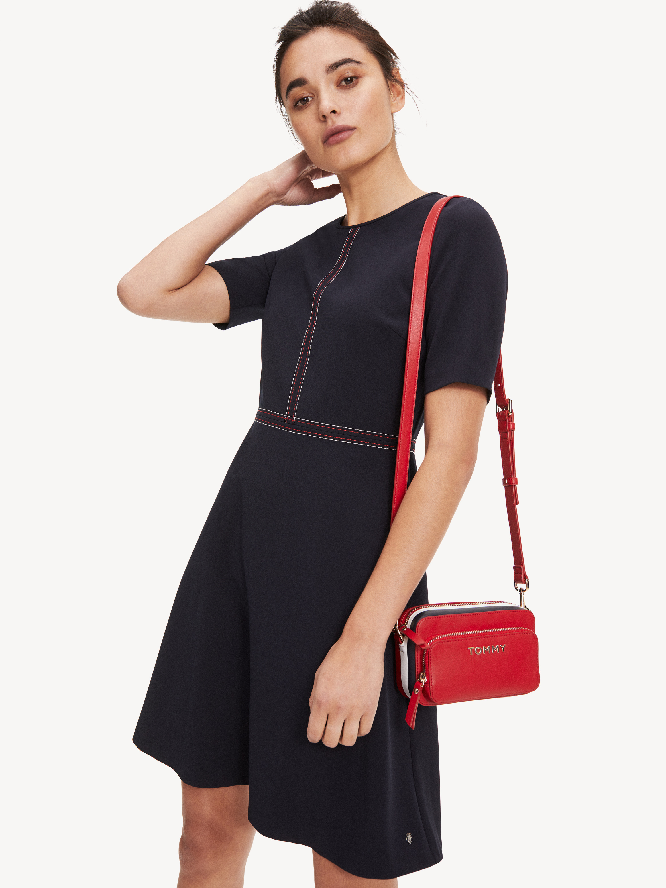 Stitch Detail Fit And Flare Dress Tommy Hilfiger