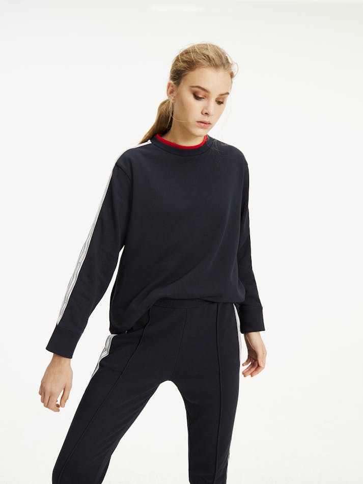 Tommy hilfiger tape sweatshirt black Clearance