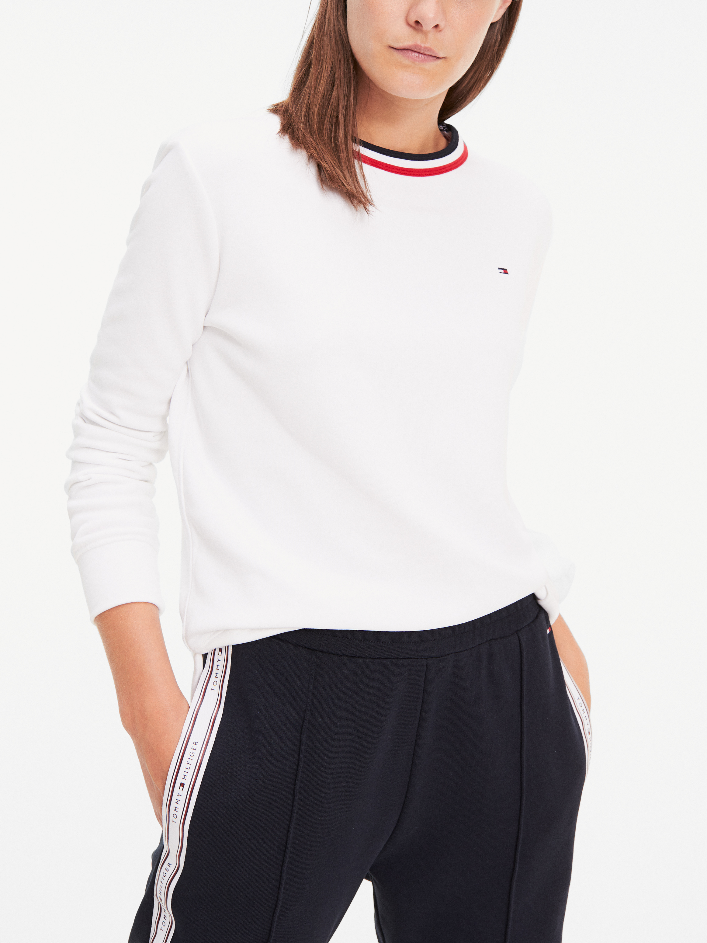 tommy hilfiger white crew neck sweatshirt