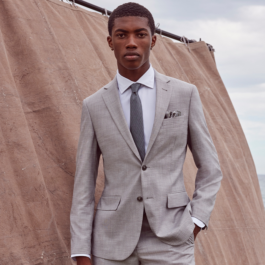 Gray fashion suit cocktail attire